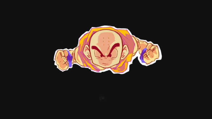 Colored animation loop Krillin flying • from Sketchbook to ROUGHANiMATOR